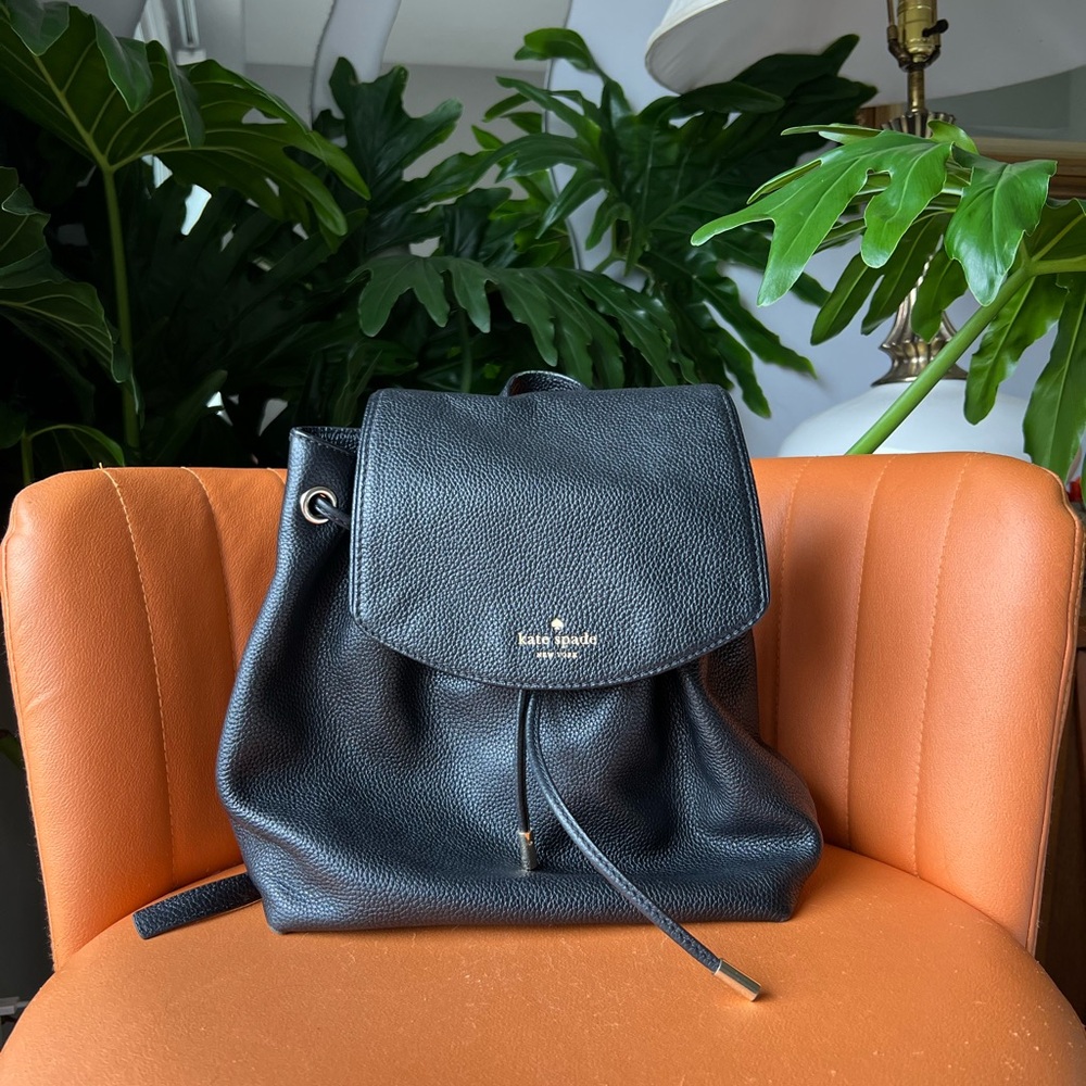 Kate Spade Black Backpack Sleek Design Medium Size